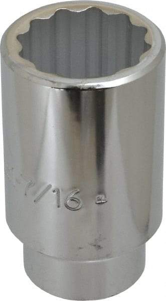 Proto - 1-7/16", 1/2" Drive, Deep Hand Socket - 12 Points, 3-1/2" OAL, Chrome Finish - Benchmark Tooling