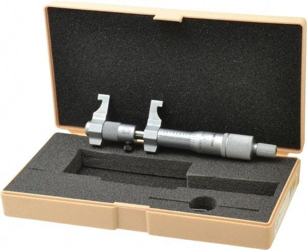 Mitutoyo - 2 to 3 Inch Range, Carbide Satin Chrome Coated, Mechanical Inside Caliper Micrometer - 0.001 Inch Graduation, 0.0004 Inch Accuracy - Benchmark Tooling