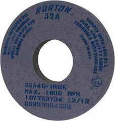 Norton - 14" Diam x 5" Hole x 1-1/2" Thick, H Hardness, 46 Grit Surface Grinding Wheel - Aluminum Oxide, Type 1, Coarse Grade, 1,800 Max RPM, Vitrified Bond, No Recess - Benchmark Tooling