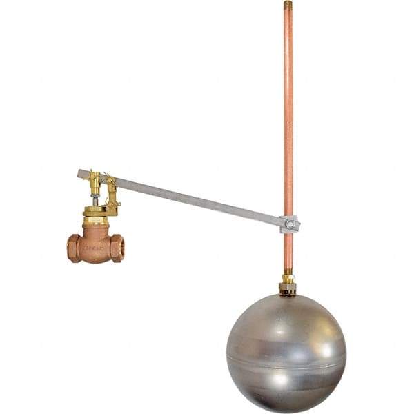 Control Devices - 1/2" Pipe, Brass & Bronze, Globe Pattern-Single Seat, Mechanical Float Valve - 100 psi, FIP x FIP End Connections - Benchmark Tooling