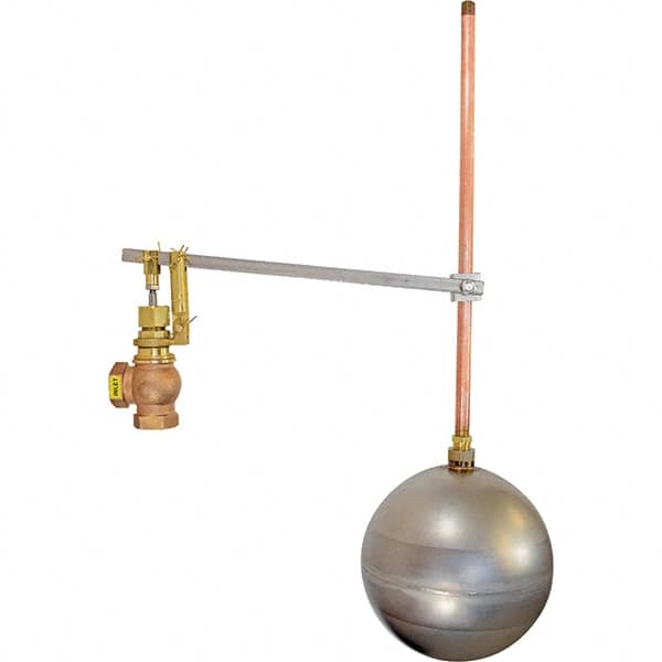 Control Devices - 3/4" Pipe, Brass & Bronze, Angle Pattern-Single Seat, Mechanical Float Valve - 100 psi, FIP x FIP End Connections - Benchmark Tooling