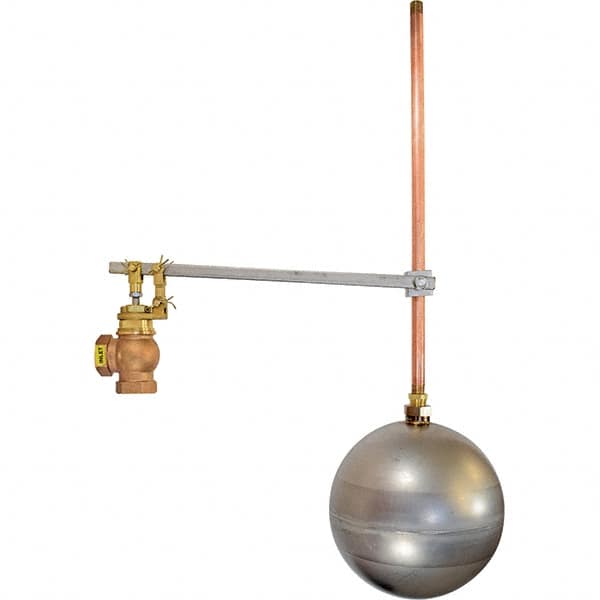 Control Devices - 3/4" Pipe, Brass & Bronze, Angle Pattern-Single Seat, Mechanical Float Valve - 100 psi, FIP x FIP End Connections - Benchmark Tooling