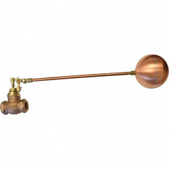 Control Devices - 1-1/4" Pipe, Brass & Bronze, Globe Pattern-Double Seat, Mechanical Float Valve - 100 psi, FIP End Connections - Benchmark Tooling