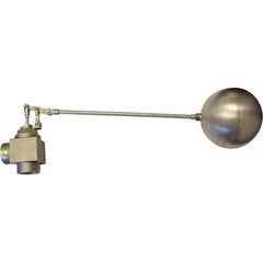 Control Devices - 1-1/2" Pipe, Stainless Steel, Angle Pattern-Double Seat, Mechanical Float Valve - 100 psi, FIP End Connections - Benchmark Tooling