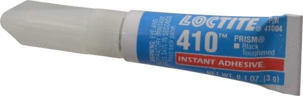 Loctite - 0.11 oz Tube Black Instant Adhesive - Series 410, 90 sec Working Time, 24 hr Full Cure Time, Bonds to Metal, Plastic & Rubber - Benchmark Tooling