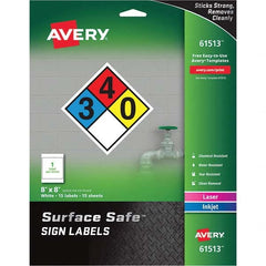 AVERY - Pack of (15), 8" x 8" White Polyester Durable Square Labels - Benchmark Tooling