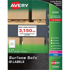 AVERY - Pack of (100), 4" x 6" White Polyester Durable Square Labels - Benchmark Tooling