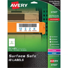 AVERY - Pack of (150), 3-1/4" x 8-3/8" White Polyester Durable Square Labels - Benchmark Tooling