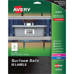 AVERY - Pack of (250), 2" x 3-1/2" White Polyester Durable Square Labels - Benchmark Tooling