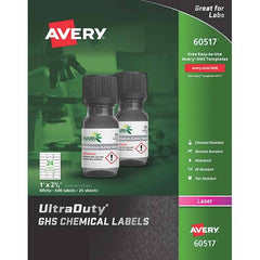 AVERY - Pack of (600), 1" x 2-1/2" White Synthetic Film ID Labels - Benchmark Tooling