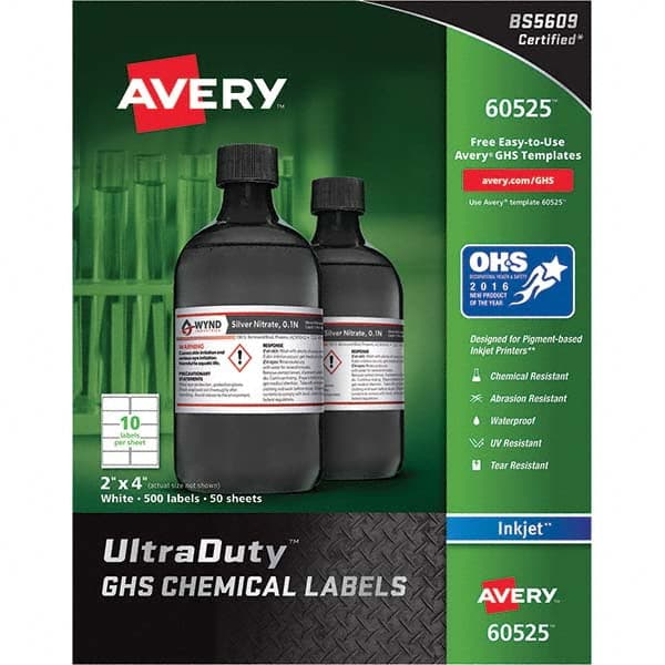 AVERY - Pack of (500), 2" x 4" White Synthetic Film ID Labels - Benchmark Tooling