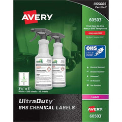 AVERY - Pack of (200), 3-1/2" x 5" White Synthetic Film ID Labels - Benchmark Tooling