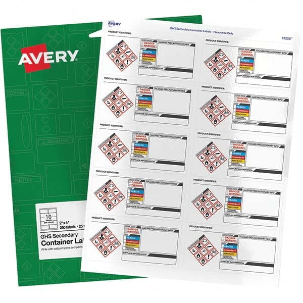 AVERY - Pack of (250), 2" x 4" White Paper ID Labels - Benchmark Tooling