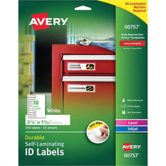 AVERY - Pack of (250), 1-1/32" x 3-1/2" White Paper Self Laminating Labels - Benchmark Tooling