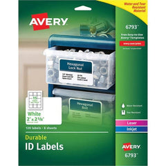 AVERY - Pack of (120), 2" x 2-5/8" White Paper Multipurpose Labels - Benchmark Tooling