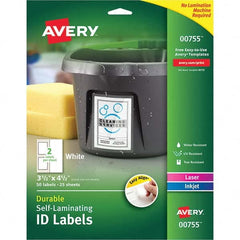 AVERY - Pack of (50), 3-1/2" x 4-1/2" White Paper Self Laminating Labels - Benchmark Tooling