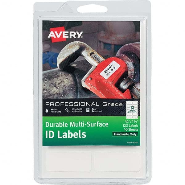 AVERY - Pack of (120), 3/4" x 1-3/4" White Paper Durable Square Labels - Benchmark Tooling