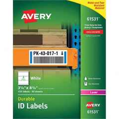 AVERY - Pack of (150), 3-1/4" x 8-3/8" White Paper Durable Square Labels - Benchmark Tooling