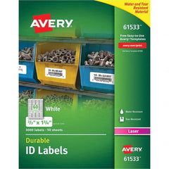 AVERY - Pack of (3000), 0.67" x 1-3/4" White Paper Durable Square Labels - Benchmark Tooling