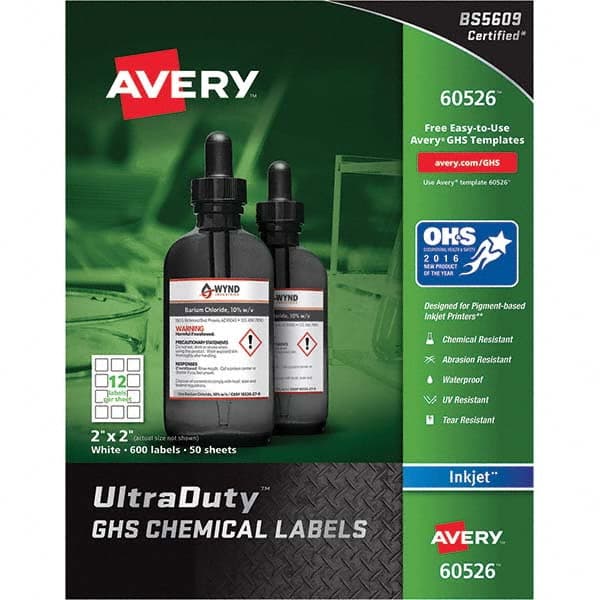 AVERY - Pack of (600), 2" x 2" White Synthetic Film ID Labels - Benchmark Tooling