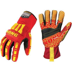 ironCLAD - Size XL (10), ANSI Cut Lvl A5, Puncture Lvl 5, Abrasion Lvl 3, Silicone Coated Cut Resistant Gloves - 11" Long, Uncoated, Unlined, Open Cuff, Red, Paired - Benchmark Tooling