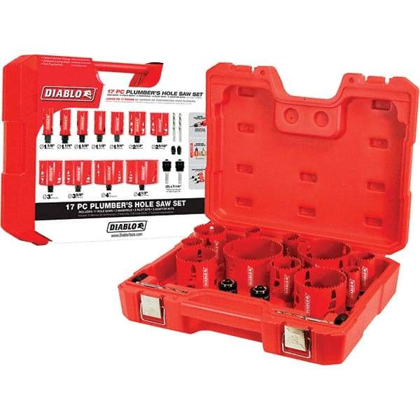 Freud - Hole Saw Kits Minimum Saw Diameter (Inch): 1-1/8 Maximum Saw Diameter (Inch): 4.5200 - Benchmark Tooling