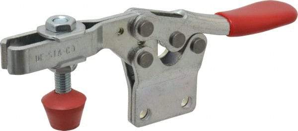 De-Sta-Co - 500 Lb Holding Capacity, Horizontal Handle, Manual Hold Down Toggle Clamp - 70° Handle Movement, 92° Bar Opening, U-Bar, Straight Base, Electro-Plated Zinc, Carbon Steel - Benchmark Tooling