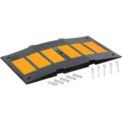 Vestil - 20-5/16" Long x 35-1/4" Wide x 2-7/16" High, Rubber Speed Hump - Yellow & Black - Benchmark Tooling