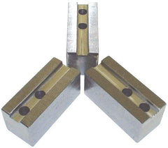 H & R Manufacturing - 3/32 x 90° Serrated Attachment, Square Soft Lathe Chuck Jaw - 3 Jaws, Steel, 1-9/16" Btw Mount Hole Ctrs, 6-1/4" Long x 2-1/2" Wide x 3" High, 1" Groove - Benchmark Tooling