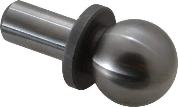 Jergens - 3/4" Ball Diam, 3/8" Shank Diam, Steel Inspection Tooling Ball - Slip-Fit Shank, 1-1/4" Ball Center to Shank Bottom, 1/2" Ball Center to Shoulder Bottom, with Shoulder - Benchmark Tooling