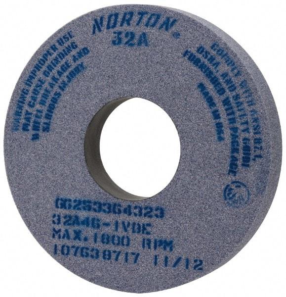 Norton - 14" Diam x 5" Hole x 2" Thick, I Hardness, 46 Grit Surface Grinding Wheel - Aluminum Oxide, Type 1, Coarse Grade, 1,800 Max RPM, Vitrified Bond, No Recess - Benchmark Tooling