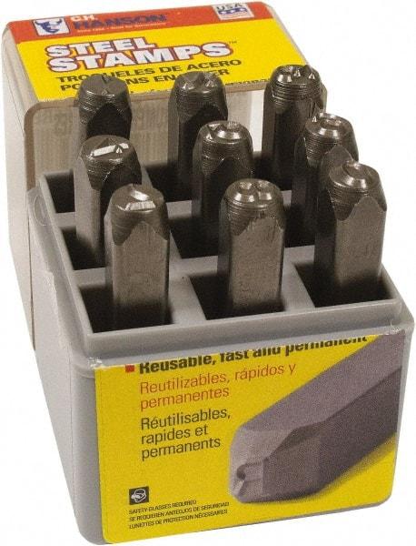 C.H. Hanson - 9 Piece, 1/16" Character Steel Stamp Set - Figures, Reverse - Benchmark Tooling