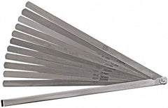 Proto - 12 Piece, 0.0015 to 0.02" Thick, Parallel Feeler Gage Set - 12" Leaf Length, 1/2" Wide, Steel - Benchmark Tooling