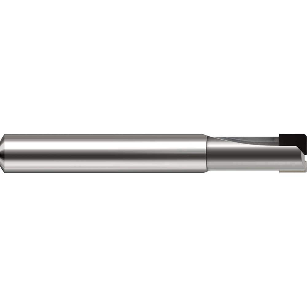 Corner Radius End Mill: 0.187″ Dia, 1/4″ LOC, 1/64″ Radius, 2 Flutes, Brazed Solid Carbide 2″ OAL, 3/16″ Shank Dia, 0 ° Helix, Polycrystaline Diamond Coated, Corner Radius End