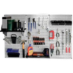 Wall Control - 48" Wide x 32" High Peg Board Kit - 3 Panels, Metal, Gray/Black - Benchmark Tooling