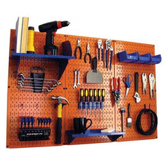 Wall Control - 48" Wide x 32" High Peg Board Kit - 3 Panels, Metal, Orange/Blue - Benchmark Tooling