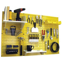 Wall Control - 48" Wide x 32" High Peg Board Kit - 3 Panels, Metal, Yellow/White - Benchmark Tooling