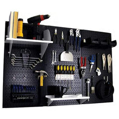 Wall Control - 48" Wide x 32" High Peg Board Kit - 3 Panels, Metal, Black/White - Benchmark Tooling