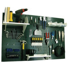 Wall Control - 48" Wide x 32" High Peg Board Kit - 3 Panels, Metal, Green/White - Benchmark Tooling