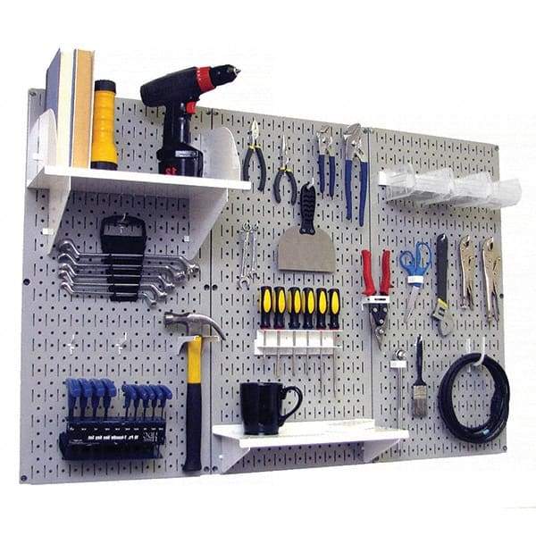 Wall Control - 48" Wide x 32" High Peg Board Kit - 3 Panels, Metal, Red/White - Benchmark Tooling