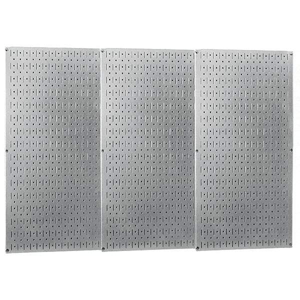 Wall Control - 48" Wide x 32" High Peg Board Storage Board - 3 Panels, Galvanized Steel, Metallic - Benchmark Tooling