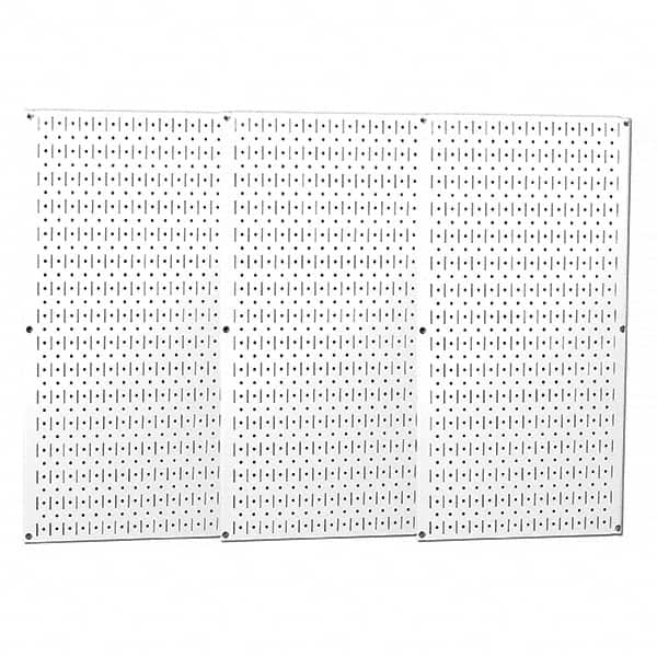 Wall Control - 48" Wide x 32" High Peg Board Storage Board - 3 Panels, Metal, White - Benchmark Tooling