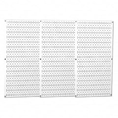 Wall Control - 48" Wide x 32" High Peg Board Storage Board - 3 Panels, Metal, White - Benchmark Tooling