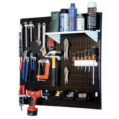 Wall Control - 32" Wide x 32" High Peg Board Kit - 2 Panels, Metal, Black/White - Benchmark Tooling