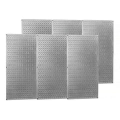 Wall Control - 96" Wide x 32" High Peg Board Storage Board - 6 Panels, Galvanized Steel, Metallic - Benchmark Tooling