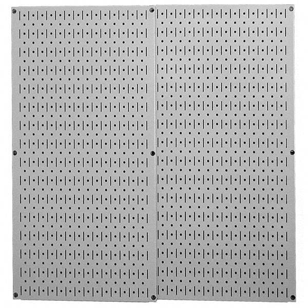 Wall Control - 32" Wide x 32" High Peg Board Storage Board - 2 Panels, Metal, Gray - Benchmark Tooling