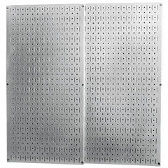 Wall Control - 32" Wide x 32" High Peg Board Storage Board - 2 Panels, Galvanized Steel, Metallic - Benchmark Tooling