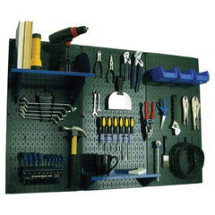 Wall Control - 48" Wide x 32" High Peg Board Kit - 3 Panels, Metal, Green/Blue - Benchmark Tooling