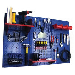 Wall Control - 48" Wide x 32" High Peg Board Kit - 3 Panels, Metal, Blue/Red - Benchmark Tooling