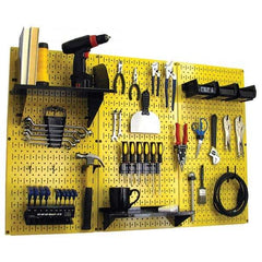 Wall Control - 48" Wide x 32" High Peg Board Kit - 3 Panels, Metal, Yellow/Black - Benchmark Tooling